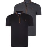Dewberry Ikili Set T8571 Dewberry Fermuarlı Erkek T-Shırt-Antrasit-Siyah - Antrasit - Siyah