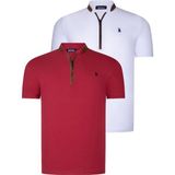 Dewberry Ikili Set T8571 Dewberry Fermuarlı Erkek T-Shırt-Beyaz-Bordo - XL - Beyaz - Bordo