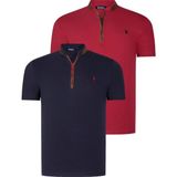 Dewberry Ikili Set T8571 Dewberry Fermuarlı Erkek T-Shırt-Lacivert- Bordo - Lacivert - Bordo