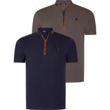 Dewberry Ikili Set T8571 Dewberry Fermuarlı Erkek T-Shırt-Lacivert-Haki - Lacivert - Haki