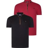 Dewberry Ikili Set T8571 Dewberry Fermuarlı Erkek T-Shırt-Siyah-Bordo