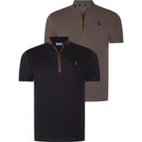 Dewberry Ikili Set T8571 Dewberry Fermuarlı Erkek T-Shırt-Siyah-Haki - Siyah - Haki