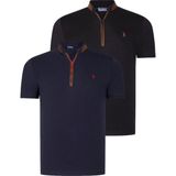 Dewberry Ikili Set T8571 Dewberry Fermuarlı Erkek T-Shırt-Siyah-Lacivert