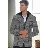 Dewberry K7535 Erkek Kaban Ekose Siyah (1) Yün Karışımlı Dış Giyim - 2XL