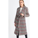 Dewberry Kadın Ekoseli Palto Uzun Kol Yün Akrilik Polyester Malzeme ile Şık Siyah Desen