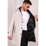Dewberry Kadın Midi Palto Desenli Bej Renk Uzun Kol %70 Yün %30 Polyester - 2XL
