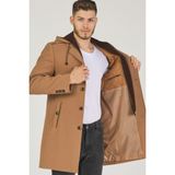 Dewberry Kadın Midi Palto Yün Karışımlı Uzun Kol Camel Renk Şık Tasarım - 2XL