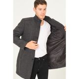 Dewberry Palto %70 Yün %30 Polyester Kadın Kullanıma Uygun Şık Siyah-Antrasit - XL - Siyah - Antrasit