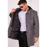 Dewberry Palto Kadın Midi Uzun Kol Düz Desenli Gri %70 Yün %30 Polyester - Gri - Gri - XL