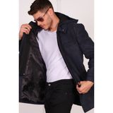 Dewberry Palto Kadınlar İçin %70 Yün %30 Polyester Şık Diagonal Desen Siyah-Mavi - Siyah - Mavi