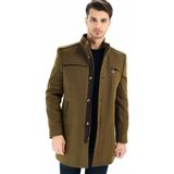 Dewberry Palto Uzun Kol Yün Polyester Camel Renk Düz Desenli Erkek M Beden