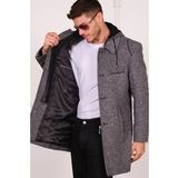 Dewberry PLT8335 Diagonal Gri Erkek Palto