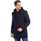 Dewberry Plt8335 Erkek Palto Midi Uzun Kol Düz Desenli Lacivert Yün Polyester