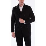 Dewberry PLT8353 Erkek Palto Siyah Yün Karışımlı Slim Fit Dış Giyim