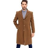 Dewberry Plt8363 Erkek Palto Uzun Kol Camel Renk Yün Polyester Malzemeden Düz Desenli Şık Tasarım