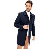 Dewberry Plt8364 Erkek Palto Uzun Kol Yün Polyester Lacivert Düz Desenli Şık Tasarım