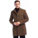 Dewberry Plt8367 Erkek Palto Uzun Kol Yün Polyester Camel Renk Düz Desenli M Beden
