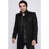 Dewberry Plt8369 Uzun Kol Palto Yün Polyester 2XL Erkek Midi Siyah Düz Desenli