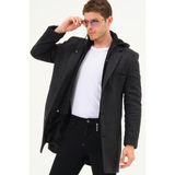 Dewberry PLT8371 Dewbrry Erkek Palto-Diagonal Antrasit Yün Malzeme Orta Kalınlık ve Astarlı Tasarım