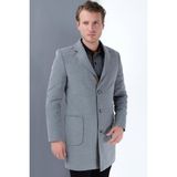Dewberry PLT8384 Erkek Palto Gri-2 %70 Yün %30 Polyester Orta Kalınlık Uzun Kol 3XL