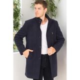 Dewberry PLT8386 Erkek Palto %70 Yün - 30 Polyester Orta Kalınlık Koyu Lacivert Midi Uzun Kol - Parlement - 3XL