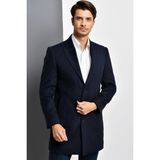 Dewberry Plt8390 Erkek Palto Uzun Kol Lacivert Yün Polyester Midi Düz Desenli M Beden