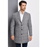 Dewberry Plt8390 Gri Ekose Erkek Palto