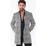 Dewberry PLT8391 Erkek Palto Desenli Siyah Yün Karışımlı Dış Giyim - XL