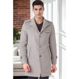 Dewberry PLT8391 Erkek Palto Gri-2 %70 Yün %30 Polyester Orta Kalınlık Uzun Kol Düz Desenli - XL