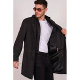 Dewberry PLT8401 Desenli Siyah Erkek Palto