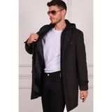 Dewberry PLT8401 Desenli Siyah Erkek Palto