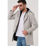 Dewberry PLT8406 Erkek Palto 70% Yün 30% Polyester Bej Desenli Orta Kalınlık Uzun Kol 2XL