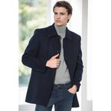 Dewberry PLT9206 Erkek Palto Uzun Kol %70 Yün %30 Polyester Lacivert Orta Kalınlık Çizgili - 2XL