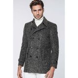 Dewberry PLT9329 Erkek Palto Desenli Gri Yün Karışımlı Dış Giyim - XL