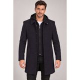 Dewberry PLT9335 Erkek Palto Desenli Lacivert (2) Yün Karışımlı Dış Giyim - XL
