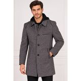 Dewberry PLT9335 Erkek Palto Diagonal Gri Yün Karışımlı Diyagonal Desenli Dış Giyim - 2XL