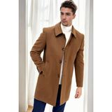 Dewberry PLT9364 Erkek Palto Camel %70 Yün %30 Polyester Uzun Kol Orta Kalınlık Düz Desenli - 2XL