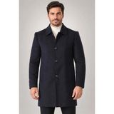 Dewberry PLT9364 Erkek Palto Düz Lacivert Yün Karışımlı Dış Giyim - XL
