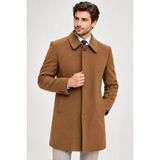 Dewberry PLT9365 Erkek Palto Düz Camel Yün Karışımlı Dış Giyim - XL