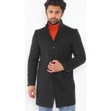 Dewberry PLT9370 Erkek Palto Antrasit %70 Yün %30 Polyester Orta Kalınlık Uzun Kol Midi Model - 3XL