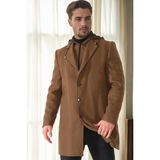 Dewberry PLT9376 Erkek Palto Camel %70 Yün %30 Polyester Orta Kalınlık Uzun Kol XL Beden