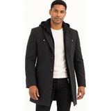 Dewberry PLT9376 Erkek Palto Desenli Siyah Yün Karışımlı Dış Giyim - 3XL