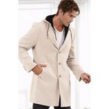 Dewberry PLT9376 Erkek Palto Uzun Kol Orta Kalınlık %70 Yün %30 Polyester Desenli Bej - XL