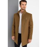 Dewberry PLT9386 Erkek Palto Camel %70 Yün %30 Polyester Orta Kalınlık Uzun Kol Düz Desenli - 2XL