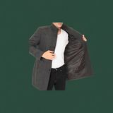 Dewberry PLT9386 Erkek Palto Diagonal Siyah / Antrasit Yün Karışımlı Diyagonal Desenli Dış Giyim - 2XL