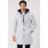 Dewberry PLT9395 Erkek Palto Desenli Bej (2) Yün Karışımlı Büyük Beden Dış Giyim - 3XL