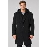 Dewberry PLT9395 Erkek Palto Siyah Yün Karışımlı Büyük Beden Dış Giyim - 2XL