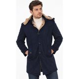 Dewberry PLT9399 Erkek Palto Düz Lacivert Süet Görünümlü Dış Giyim