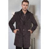Dewberry PLT9401 Erkek Palto Desenli Antrasit %70 Yün %30 Polyester Uzun Kol Orta Kalınlık - M