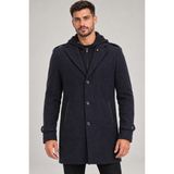 Dewberry PLT9401 Erkek Palto Diagonal Lacivert (2) Yün Karışımlı Diyagonal Desenli Dış Giyim - 2XL
